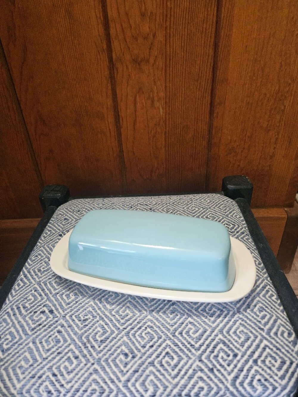 Vintage MCM Royal China Blue Heaven Covered Butter Dish